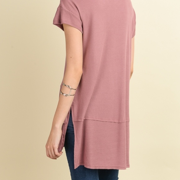 Navy Waffle Knit Lace Up Tunic 07002 - Picture 4 of 7